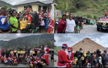 Meriahkan Natal! Santa Claus Beraksi di Papua, Mobil Natal Satgas Yonif 743 Tebar Sukacita di Kota Mulia