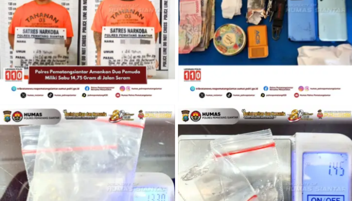 Polres Pematangsiantar Amankan Dua Pemuda Miliki Sabu 14,75 Gram di Jalan Seram