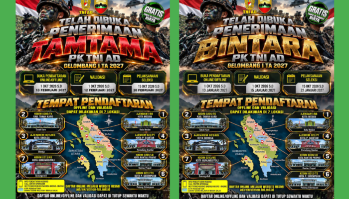 TNI AD Buka Penerimaan Bintara dan Tamtama PK Gelombang I TA 2027, Gratis Tanpa Biaya